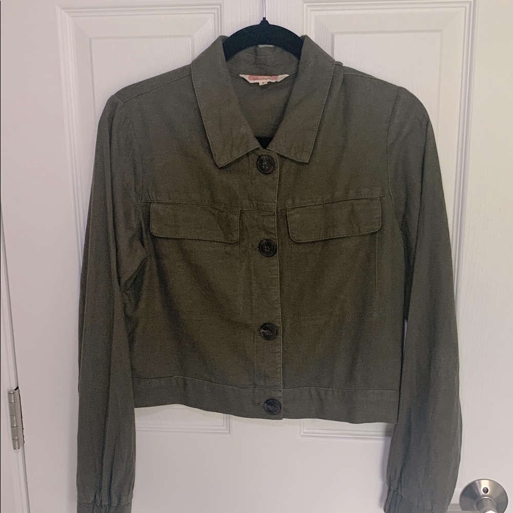 Ci Sono Linen olive crop jacket size small